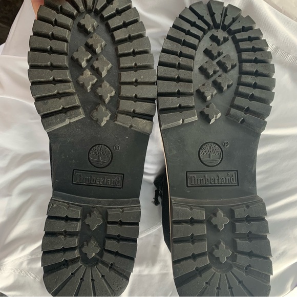 Vintage Timberland All Black (12) Lace-Up Boots; bottom suede top half canvas - Picture 4 of 16